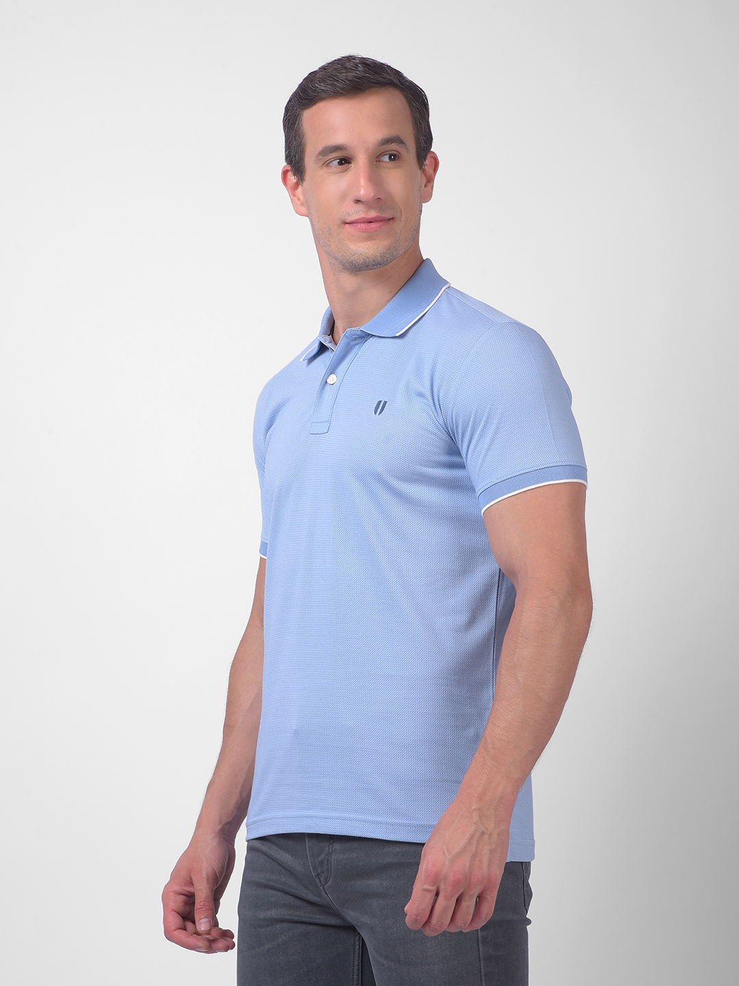 Numero Uno Men Light Blue Polo Neck T-Shirt